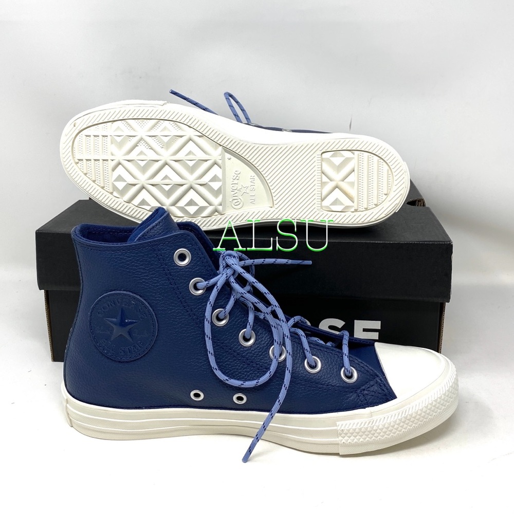 Converse Ctas High Top Leather Navy Women Sneakers - Picture 5 of 11